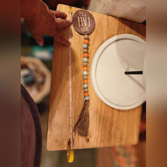 Wood Bead Garland with tassels Hello Fall for tier tray or hanger - Picture 3 of 4